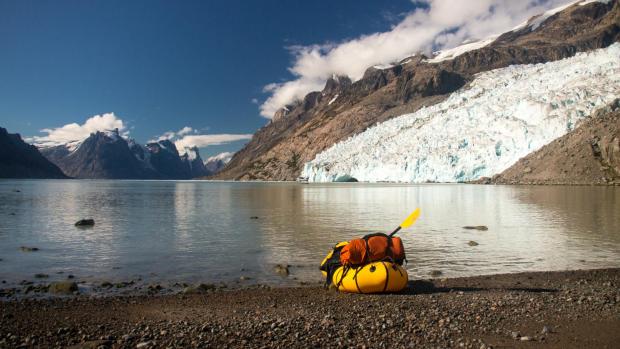 Beaching my packraft at the tip of Eternity fjord
